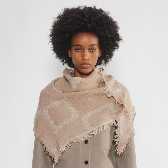 Wilfred Faroe Merino Wool Triangle Scarf Pinkish Taupe Aritzia - Picture 12 of 12